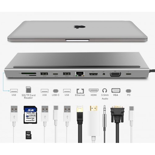 Asonic USB C 11u1 naHDMI/VGA/SD/RJ45/U3