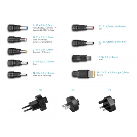 Avacom univerzalni punjač QuickTIP45W, 9 konektora