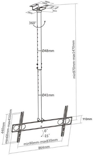 Manhattan TV stropni nosač 37''-70'', do 50 kg