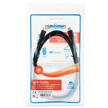 Manhattan kabel USB 2.0 Type-C, 3A, 60W, 2m, crni