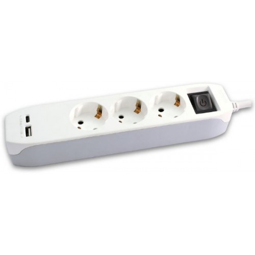 Prenosiva utičnica,3ut., USB A+C, punjač 16A, 1.4m
