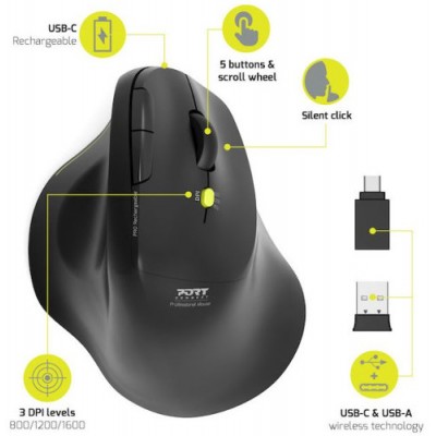 Port miš ERFO SOFT BT+WL, punjivi, crni