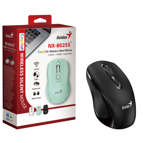 Genius NX-8025S, bežični miš, silent, crni