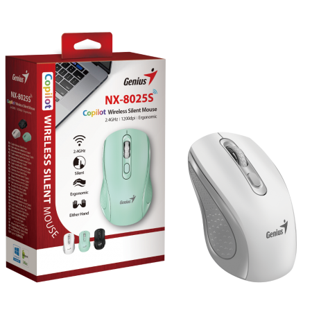 Genius NX-8025S, bežični miš, silent, bijela