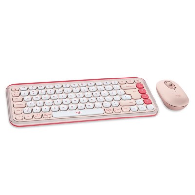 Logitech POP Icon Combo, bež. tipkovnica/miš, roza